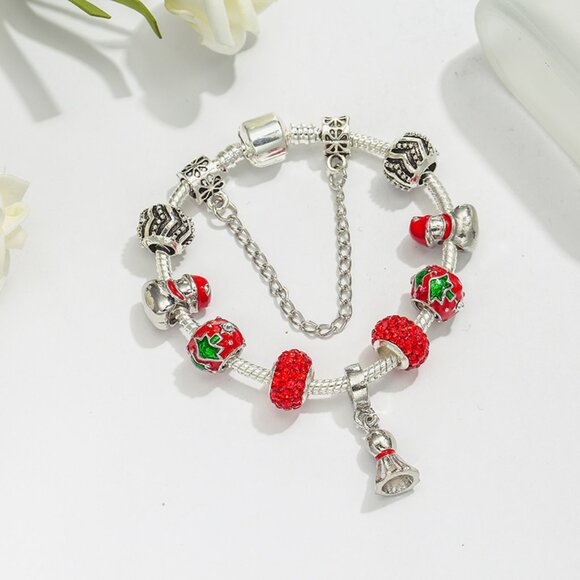 Christmas-style bracelet, red beaded bracelet - Picture 3 of 5